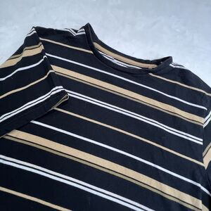 Denim & Flower Mens T‎ Shirt Medium M Striped Black Short Sleeve